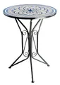 Kobolo Gartentisch Mediterran mit Platte in Mosaikoptik - Höhe 68 cm Durchmesser 55 cm
