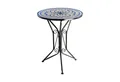 Kobolo Beistelltisch Gartentisch Metalltisch mit Mosaikoptik weiß blau (kein Set, 1-St., Stühle separat erhältlich)