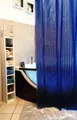 OBI Deco-Line Spice Blau Duschvorhang 180 x 200 cm. 100% Vinyl Hochwertig Extra Schwere Ausführung und Qualität, mit Luminanz Effekt