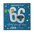 Depesche 11515-049 Zahlenkarte zum 66. Geburtstag mit Musik, veredelte Klappkarte mit originellem Innentext, inkl. Umschlag, Format 15,5 x 15,5 cm