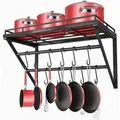Topf-Rack, Wandmontage Küchenregal mit 12 Haken, 60 * 29.5