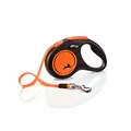 flexi® Neon S | 5m Gurt Roll-Leine für Hunde bis 15 kg | schwarz/neon-orange | ausziehbare Hundeleine | Gewicht 203 gr | Maße 10 x 16.5 cm