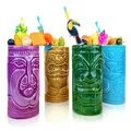 mikamax Tiki Becher, Mugs 4er Set Keramik Cocktailbecher Cocktailgläser Bar Zubehör Partydekoration –14cm x 6,5 Cocktail Party 04070 Blue, Green, Orange, Purple