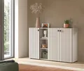 Home affaire Schuhschrank TATIO, Breite 150 cm, Rillenoptik, offene Fächer, 3 Türen (1-St) Garderobenschrank, Flurkommode, Kommode, Schuhschrank