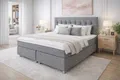 Tesla Dreams Boxspringbett 140x200 Ronda,7 Zonen Taschenfederkern-Matratze H2/H3, 5 Jahre Garantie, Topper Visco, Unterbau Taschenfederkern, Montage verfügbar, Grau