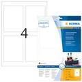 HERMA 8882 Flaschenetiketten, 10 Blatt, 90 x 120 mm, 4 pro A4 Bogen, 40 Stück, selbstklebend, bedruckbar, glänzend, blanko Flaschenaufkleber Etiketten aus hochwertigem Papier, weiß