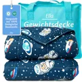 Ella Gewichtsdecke Kinder 3,2 kg 100x150 cm - Therapiedecke, für Stressabbau & Angstzustände, Hypoallergene Glasperlen, weiche & kühlende Baumwoll- Außenschicht, für Kinder von 25-40 kg - Space