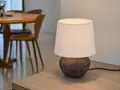 Große Tischleuchte rund 1flammig Keramikfuß & Stofflampenschirm beige Höhe 25cm