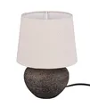 Reality Leuchten Tischleuchte Lou R50961844, Keramik Braun, Stoffschirm Beige, exkl. 1x E14, Höhe 25cm