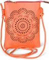 styleBREAKER Damen Mini Umhängetasche mit Blumen Lasercut Cutout Muster und Strass | kleine Crossbody Bag Schultertasche Handytasche 14,5 x 19 cm, Farbe:Orange