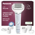 Panasonic ES-EY90 Nass/Trockenepilierer Damen, Dual Disc mit 60 Pinzetten, 90° schwenkbarer Kopf, 3 Geschwindigkeiten & LED-Licht, 30 Min. Betrieb, kabellos, Haarentferner, Scher- und Fußpflegekopf