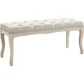 HOMCOM Polsterbank Sitzbank Truhenbank Schuhbank Vintage Gummiholz Leinen Beige - Beige