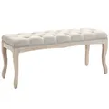 HOMCOM Sitzbank Polsterbank mit Leinen-Bezug Bettbank mit Holzrahmen, Schuhbank für Schlafzimmer, Wohnzimmer, Flur 110 x 40 x 48 cm Beige