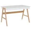 Beliani - Schreibtisch Weiß Mit Braun 120 X 70 Cm 2 Schubladen Modernes Design