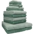 Betz 12-tlg. Handtuch-Set PREMIUM 2 Duschtücher 4 Handtücher 2 Gästetücher 2 Seiftücher 2 Waschhandschuhe  Farbe: heugrün / tannengrün - Grün