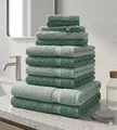 Premium Handtuchset 12 teilig heugrün/tannengrün weiche Baumwolle