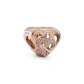 PANDORA Verschlungene Liebesherzen Charm in 14 Karat rosévergoldete Metalllegierung mit Zirkoniasteinen Moments Collection