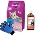 WHISKAS Adult 14 kg - Trockenfutter für ausgewachsene Katzen, mit leckerem Thunfisch & LAB V Lachsöl 250ml + Kämm Handschuh GRATIS!