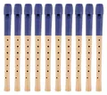 Classic Cantabile Pivella C-Sopran Blockflöte - 10 Flöten aus Ahornholz mit Kopf aus Kunststoff - Deutsche Griffweise - Inkl. Etui, Grifftabelle, Wischerstab und Korkfett - Blau