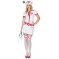 Karneval-Klamotten Arzt-Kostüm Krankenschwester Kostüm Damen Karneval mit Haube, Krankenschwesterkleid Damenkostüm Haube und Gürtel rot 38