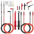 QIMEI-SHOP Multimeter Messleitungen Kit mit Krokodilklemmen Testsonde Prüfhaken 1/2/4 mm Prüfsonden Austauschbare Messspitzen für Digital Multimeter Elektrische Messkabel 19 Stück