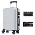 Premium Reisekoffer TSA-Schloss,YKK-Reißverschluss Hartschalen-Koffer Trolley Kabinenkoffer Rollkoffer Suitcase Handgepäck 4 Rollen (Silber, L)
