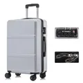 YONSLY Premium Reisekoffer TSA-Schloss,YKK-Reißverschluss Hartschalen-Koffer Trolley Rollkoffer Suitcase Handgepäck 4 Rollen (Silber, L)