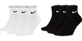 Nike 6 Paar Herren Damen Kurze Socke Knöchelhoch Weiß Schwarz Sparset SX7667 Everyday Cotton Cushioned Ankle Sportsocken Größe 34 36 38 40 42 44 46 48 50, Farbe:weiß schwarz, Sockengröße:46-50