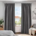 Deconovo Vorhänge mit Kräuselband Blickdicht Kälteschutz Vorhang Verdunkelung Gardinen Wohnzimmer, 175x140 cm(HöhexBreite), Hellgrau, 2er Set