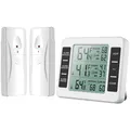 Kühlschrank Thermometer Digital mit 2 Sensoren Alarm LCD Gefrierschrank Tempe...
