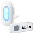 Steckdosen-Funk-Klingel mit optischem Signal, 15 Melodien, 50 m, IP54