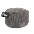 Lumaland Sitzsack Pouf aus Cord | Kompakter 50L Gaming Pouf mit 3-in-1-Funktion: bequemer Hocker, praktisches Tischchen & stylischer Indoor Fußschemel | Ø 25 x 45 cm [Grau]