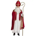 Erwachsenenkostüm Sankt Nikolaus Mitra Stola Mantel mit Kragen Habit rot L/XL