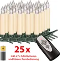 25-er Set LED Weihnachtsbaumkerzen kabellos Timer Dimmfunktion Flacker-Modus inkl. Batterien Weihnachtsbeleuchtung für Innen & geschützten Außenbereich (Creme/Elfenbein)