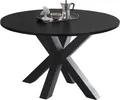 Esstisch Rund ausziehbar Edda 8 130 x 130 x 78 Küchentisch Graphit/Schwarzstahl 13552-130