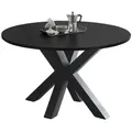 58 aufm Kessel Esstisch Rund ausziehbar Edda 8 Ø 110 cm Küchentisch Graphit/Schwarzstahl (inkl. Premiumversand, Esszimmertisch), Esszimmertisch erweiterbar auf 170 cm 4-Fuß Gestell in Sternfom grau|schwarz 130 cm x 78 cm x 130 cm
