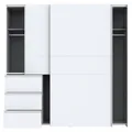FORTE WINN 2 Schrank, weißer Kleiderschrank, Schlafzimmerschrank, Schwebetürenschrank Weiß mit Schubladen, 200 cm breit x 200 cm hoch x 61,2 cm tief