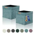 Lycce Kallax Boxen Cord 2er Set| Kallax Einsatz 33x33xH31cm | Aufbewahrungsbox mit waschbarem Cord-Bezug passend für Kallax Regal | faltbare Ordnungsboxen | türkis