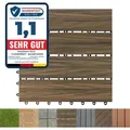 Karat Terrassenfliesen Klickfliesen 30x30 cm, wetterfeste Balkonfliesen aus Kunststoff, Klicksystem für Terrasse & Balkon – Mix Teak, 1 Stück - Kastanienbraun