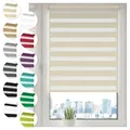 Doppelrollo Klemmfix ohne Bohren 30cm x 130cm Creme Duo Rollo Klemmrollo Sonnenschutzrollo Fensterrollo für Fenster & Türen Zebrarollo Seitenzugrollo