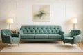 A&J MöbelLand GmbH Polstergarnitur Benito: 3-Sitzer Sofa + 2 Sessel – Wohnzimmer Set, modernes Design, Bonellfederkern, langlebige Qualität, Bezug in Grün