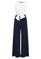 Vera Mont Damen Jumpsuit mit weitem Bein Dunkelblau/Weiß,46