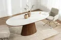 riess-ambiente Esstisch UNIQUE 160-200cm weiß / braun - Keramik, Echtholzfurnier, ausziehbar (Einzelartikel, 1-St), Ovaler Tisch · Walnuss · Marmordesign · Modern · 8 Personen · Speziell