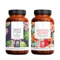 NATURTREU® Wechselwunder + Abendritual Bundle - 2er Paket aus 1x Wechseljahres Yamswurzel Rotklee Kapseln & 1x GABA Baldrian Kapseln - vegan