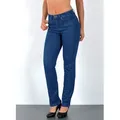 ESRA Straight-Jeans Premium High Waist Jeans Damen Straight Leg Hosen Stretch-Jeans G8 Straight Leg Damen Jeans High Waist Hose Stretch Regular Jeanshose blau 40