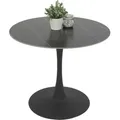 Runder Esstisch Paola - Tischplatte Sintered Stone Matt schwarz marmoroptik - Trompetengestell Anthrazit - Ø 90x75cm - Schwarz