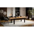 Ausziehbarer Esstisch Leonardo aus Massivholz Eiche Craft – Design Esstisch 100x200 ausziehbar auf 300 cm – Moderner Tisch für Esszimmer & Küche - Schwarz