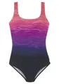Lascana Damen Badeanzug mit Farbverlauf, gekreuzten Bändern im Rücken, Softcups, Shaping-Einsatz für eine schlanke Silhouette