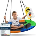 WOLKENGLÜCK® Nestschaukel [Ø 110 cm] - Höhenverstellbare Schaukel Outdoor & Indoor für Kinder und Erwachsene [belastbar bis 150 kg] - Tellersc... - Bunt