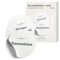 SILBERTHAL Vorratsgläser Etiketten Set (156 Stück) Rund – wasserfest & selbstklebend, 120 vorgedruckt + 36 blanko, rückstandslos ablösbar & wiederverwendbar, 2 Größen (Ø 6,7 cm / 40×15 mm), matt weiß